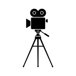 movie camera vector icon, isolated object on white background