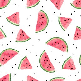 seamless watermelons pattern. vector background with watercolor watermelon slices.