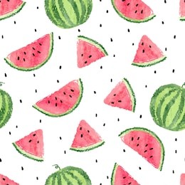 watercolor watermelons pattern. seamless vector background. 
