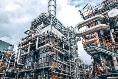 close up industrial zone,the equipment of oil refining,close-up of industrial pipelines of an oil-refinery plant,detail of oil pipeline with valves in large oil refinery, power energy system station.