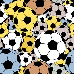 editable vector seamless tile of colorful footballs