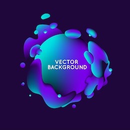 vector design template and illustration in trendy bright gradient colors with abstract fluid shapes, paint splashes, ink drops  and copy space for text - banner, cover and background 