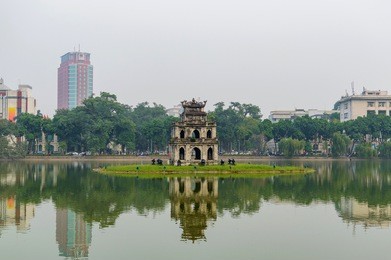 hoan kiem lake, sword lake, ho guom in hanoi, vietnam