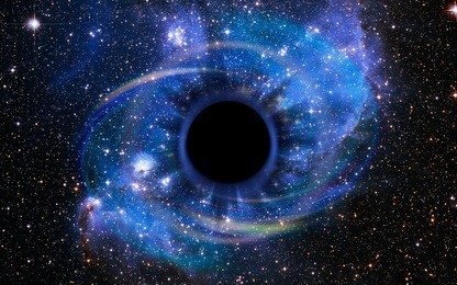 stars are collapsing in a deep black hole, attracted by the huge gravitational field. the black hole looks like an eye or an iris in the sky. elements of this image furnished by nasa.