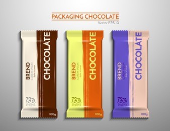 a bright, large package of chocolate. design set on a gray background. vector illustration.