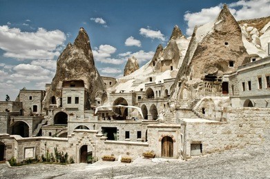 open air museum in goreme, cappadocia, turkey. ancient caves, now underground hotels for tourists