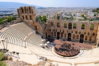 the odeon of herodes atticus - theatre in athens, greece
