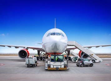 airplane getting prepared for take off