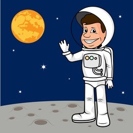 cheerful astronaut in a space suit.