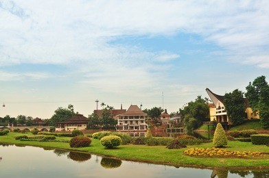 lake in taman mini, jakarta, indonesia