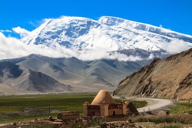 yurts on karakul lake. kashgar region, china