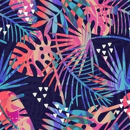 seamless tropical vector pattern with tropical plants and palm leaves. fashion jungle print for design.