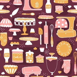 vector baking utensils seamless pattern