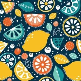 vector seamless pattern, lemons and lemonade