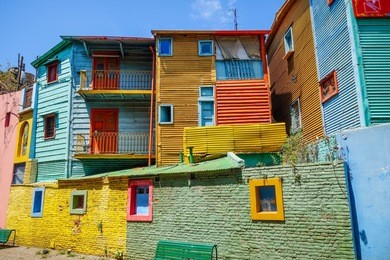 colorful houses in caminito, buenos aires, argentina