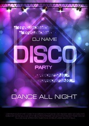 neon sign. disco party poster