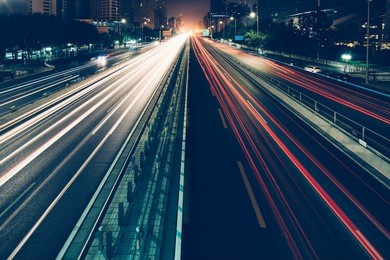 urban traffic with cityscape in shanghai,china.