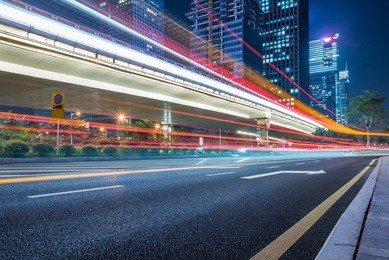 urban traffic with cityscape in shanghai,china.