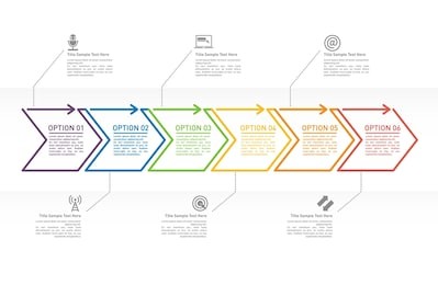 arrow business concept with 6 options or steps for infographic. professional presentation template for diagrams, graph, presentations and charts. business data visualization concept.