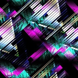 retrowave seamless pattern with glitch design. cyberpunk background. digital gradient print. textile print for bed linen, jacket, package design, fabric and fashion concepts.