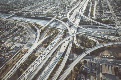 los angeles aerial view from helicopter