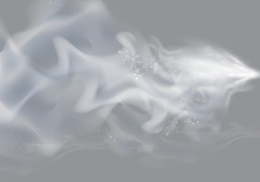 realistic cigarette hot smoke waves on gray backdrop.delicate cloudiness and vapor.for effect uses on web site,poster,placard and wallpaper.fog spray elements concept