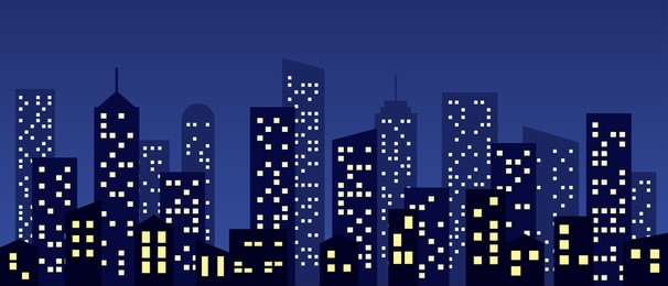 cartoon style city buildings, vector background.