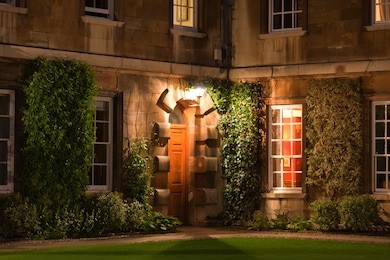 night view of trinity hall college. cambridge. uk.