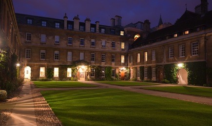 night view of trinity hall college. cambridge. uk.