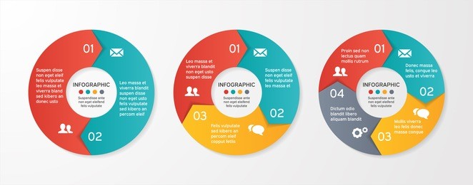set of vector circle arrows for infographic. template for cycle diagram, options, graph, web design, presentation and round chart. business concept with 4 steps. abstract background.