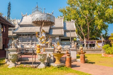 silver buddhas in wat sri suphan, buddhist temple chiang mai, thailand