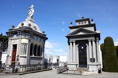 view at the cemetery  mausoleums in punta arenas city in chile