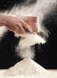 making dough by female hands at home in kitchen
