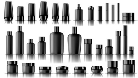 blank empty and clean black plastic cosmetic package big set. eps10 vector