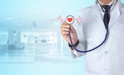 medicine doctor with stethoscope in a hospital