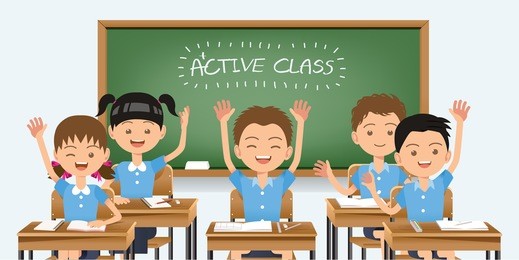 good healthy students are interested in fun learning classes. back to school. 
