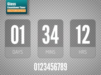 transparent vector countdown timer isolated on transparent background. clock counter. 