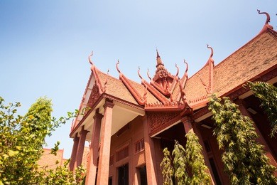 the national museum of cambodia (sala rachana) phnom penh, cambodia. this is cambodia's largest museum of cultural history and is the country's leading historical and archaeological museum.