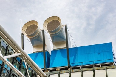 ventilation pipes of centre pompidou in paris, france
