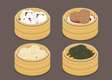 asian food - dim sum in steamer