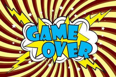game over comic sound effects in pop art style .burst best graphic effect with label and text in retro style. vector illustration