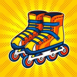 roller skates comic book pop art retro style vector illustration