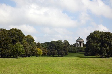 englischer garten, munich's largest park with the monopteros temple on a hill