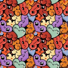 seamless heart background with emoji to the saint valentine's day. raster pattern