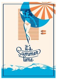 summer holiday and summer camp poster.