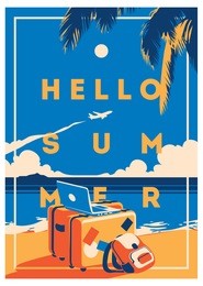 summer holiday and summer camp poster.