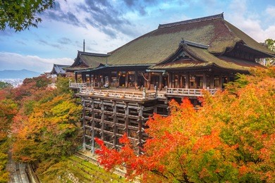 kiyomizu-dera buddhist temple in kyoto during autumn season, japan