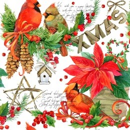 xmas seamless pattern. cute bird watercolor illustration. winter holiday decorative element. xmas. new year background