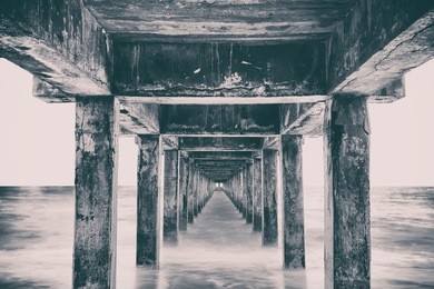 old under pier with classic color (long exposure)
