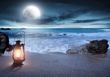 summer time on beach at night 